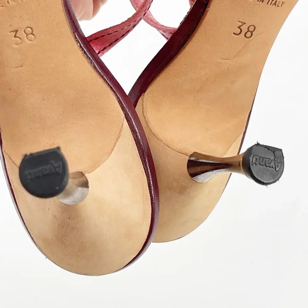 Chanel Vintage Pink Double Strap Satin Bow Cork Sole Slide Sandal Heels EU 38